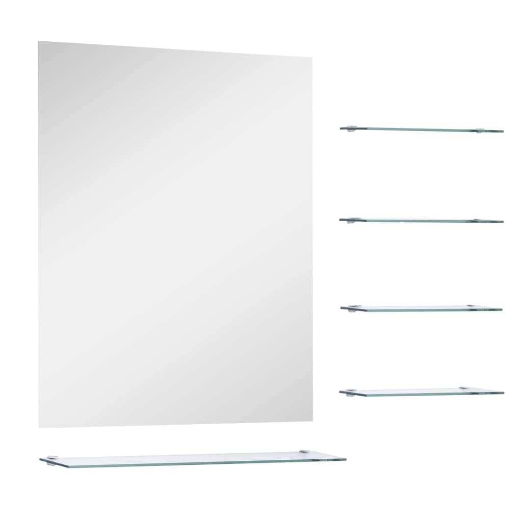 Specchio da Parete con 5 Mensole Argento 50×60 cm