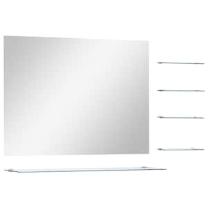 Nástěnné zrcadlo s 5 poličkami stříbrné 80 x 60 cm - obrázek 2