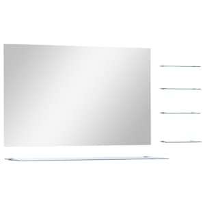 Nástěnné zrcadlo s 5 poličkami stříbrné 100 x 60 cm - obrázek 2