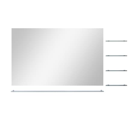 vidaXL Lustro ścienne z 5 półkami, srebrne, 100x60 cm