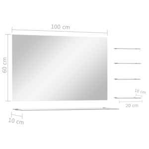 Nástěnné zrcadlo s 5 poličkami stříbrné 100 x 60 cm - obrázek 6
