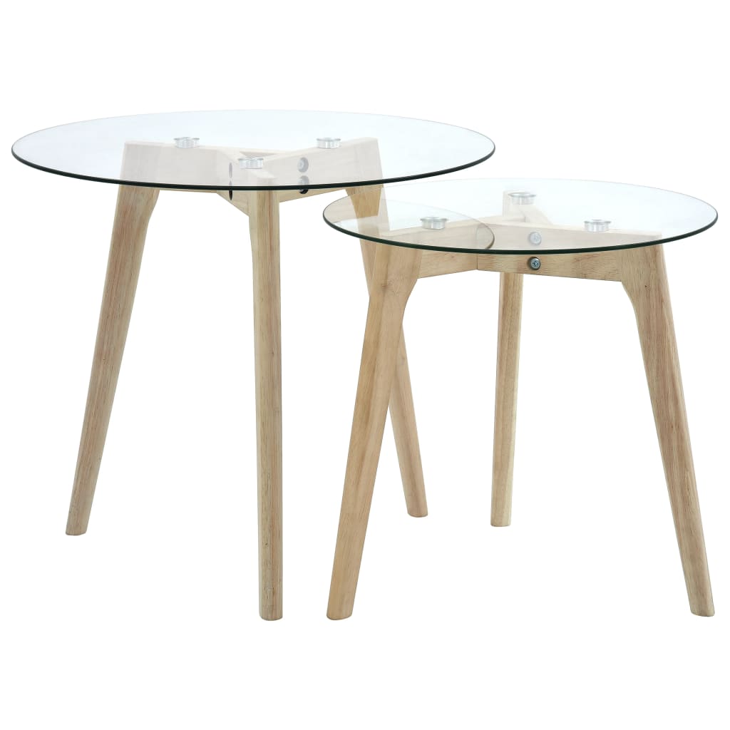 Side Table Set 2 Piece Tempered Glass