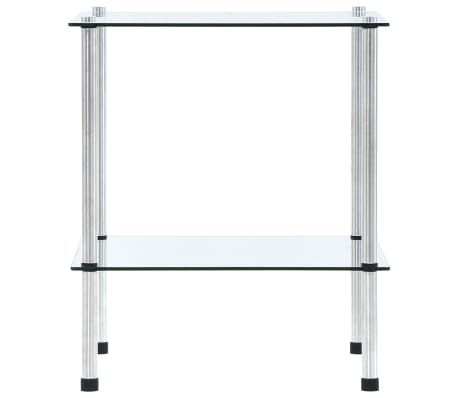 vidaXL 2-етажен рафт, прозрачен, 40x40x47 см, закалено стъкло