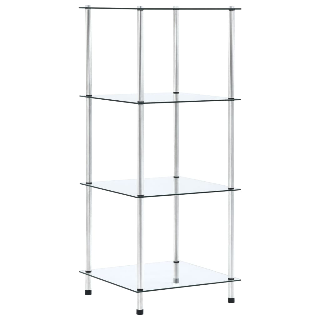  2/3/4/5-Tier Shelf Transparent Tempered Glass Worktop Organiser Rack vidaXL