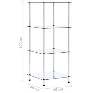 4patrová police průhledná 40 × 40 × 100 cm tvrzené sklo - obrázek 5