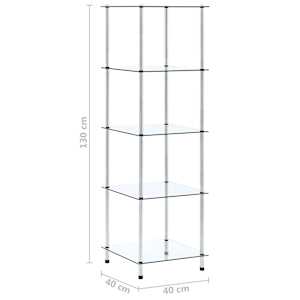 5patrová police průhledná 40 × 40 × 130 cm tvrzené sklo - obrázek 5