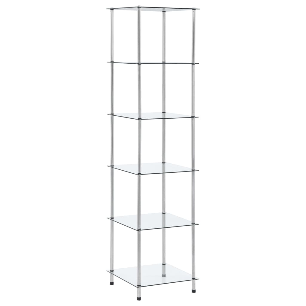 Image of vidaXL 6-Tier Shelf Transparent 40x40x160 cm Tempered Glass