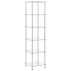 Polica 6-nadstropna prozorna 40x40x160 cm kaljeno steklo