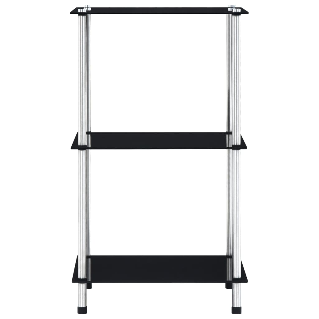 vidaXL Raft cu 3 niveluri, negru, 40 x 40 x 67 cm, sticlă securizată