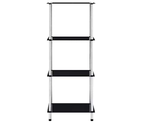vidaXL Regal mit 4 Ablagen Schwarz 40x40x100 cm Hartglas
