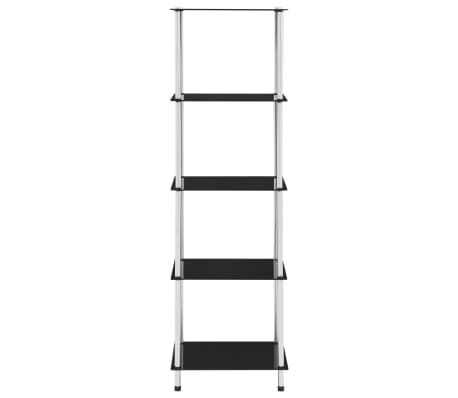 vidaXL 5-kerroksinen hylly musta 40x40x130 cm karkaistu lasi