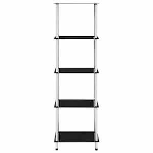 vidaXL 5-kerroksinen hylly musta 40x40x130 cm karkaistu lasi