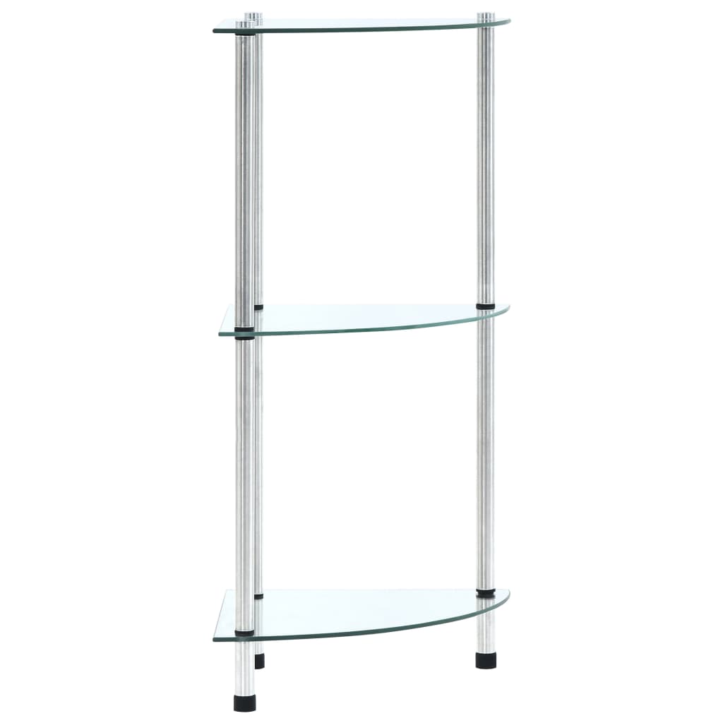 vidaXL Regal mit 3 Ablagen Transparent 30x30x67 cm Hartglas