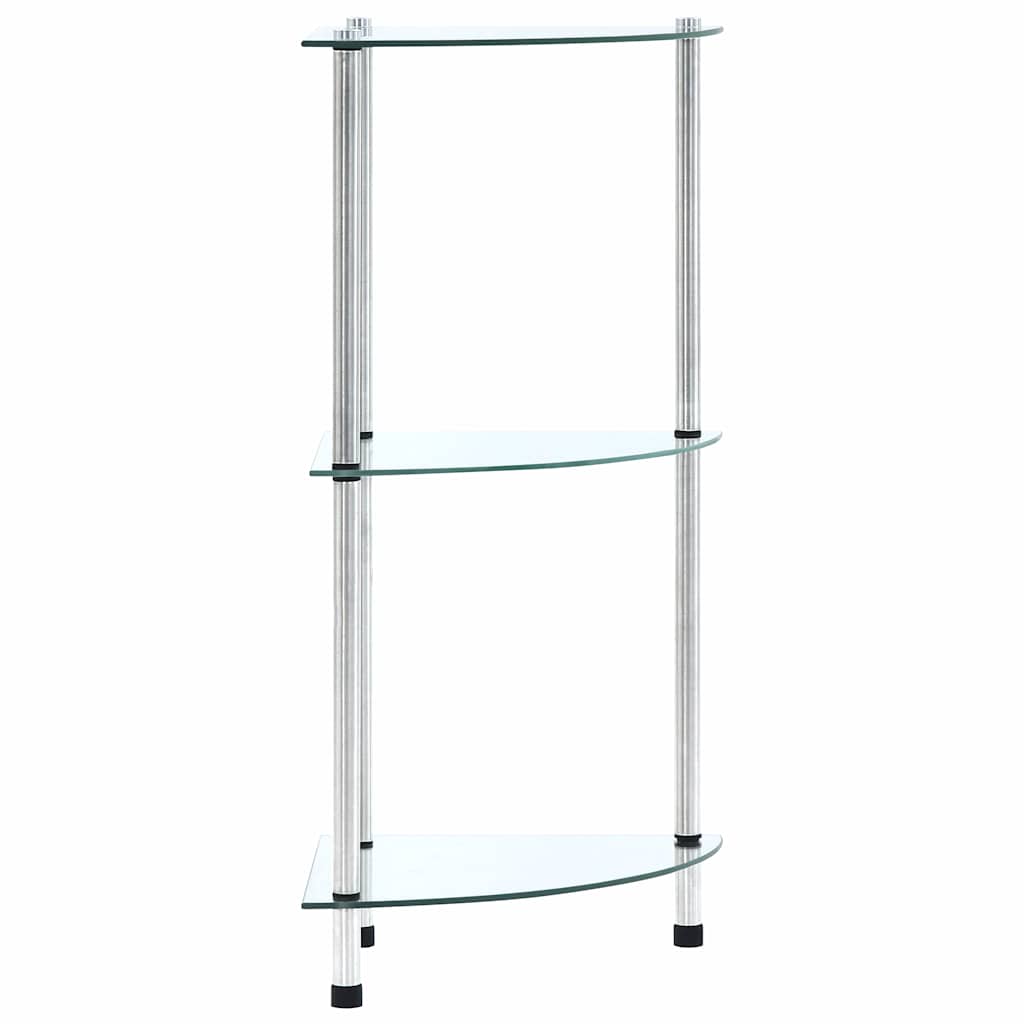 Etagère à 3 Niveaux Verre Trempé Bibliothèque Vitrine Rangement Salon