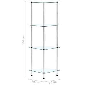 4patrová police průhledná 30 × 30 × 100 cm tvrzené sklo - obrázek 6