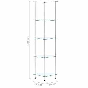 5patrová police průhledná 30 × 30 × 130 cm tvrzené sklo - obrázek 6