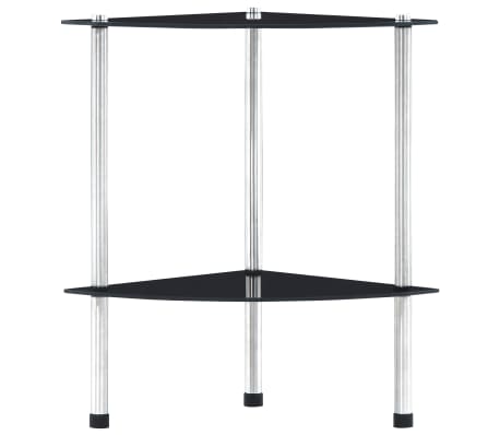 vidaXL 2-Tier Shelf Black 30x30x47 cm Tempered Glass