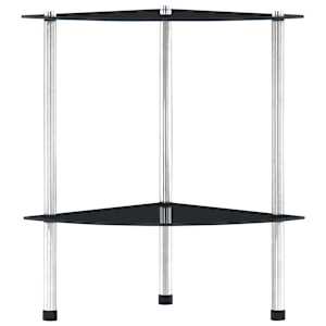 vidaXL 2-poziomowa p&oacute;łka, czarna, 30x30x47 cm, szkło hartowane