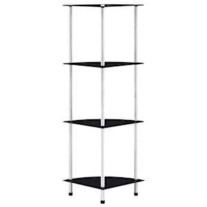 Polica 4-nadstropna črna 30x30x100 cm kaljeno steklo