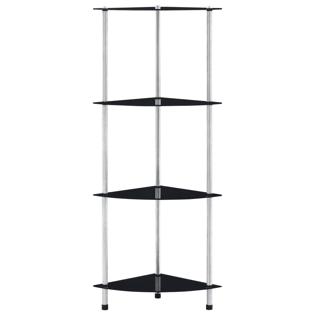 vidaXL Raft cu 4 niveluri, negru, 30 x 30 x 100 cm, sticlă securizată