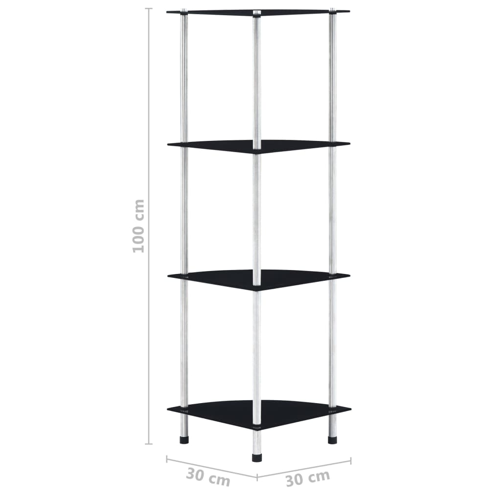 4-Tier Shelf Black 30x30x100 Cm Tempered Glass VidaXL 17 width=274
