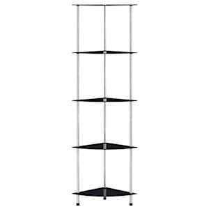 5patrová police černá 30 × 30 × 130 cm tvrzené sklo - obrázek 2