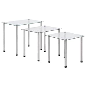 Komplet mizic 3 kosi prozorne kaljeno steklo