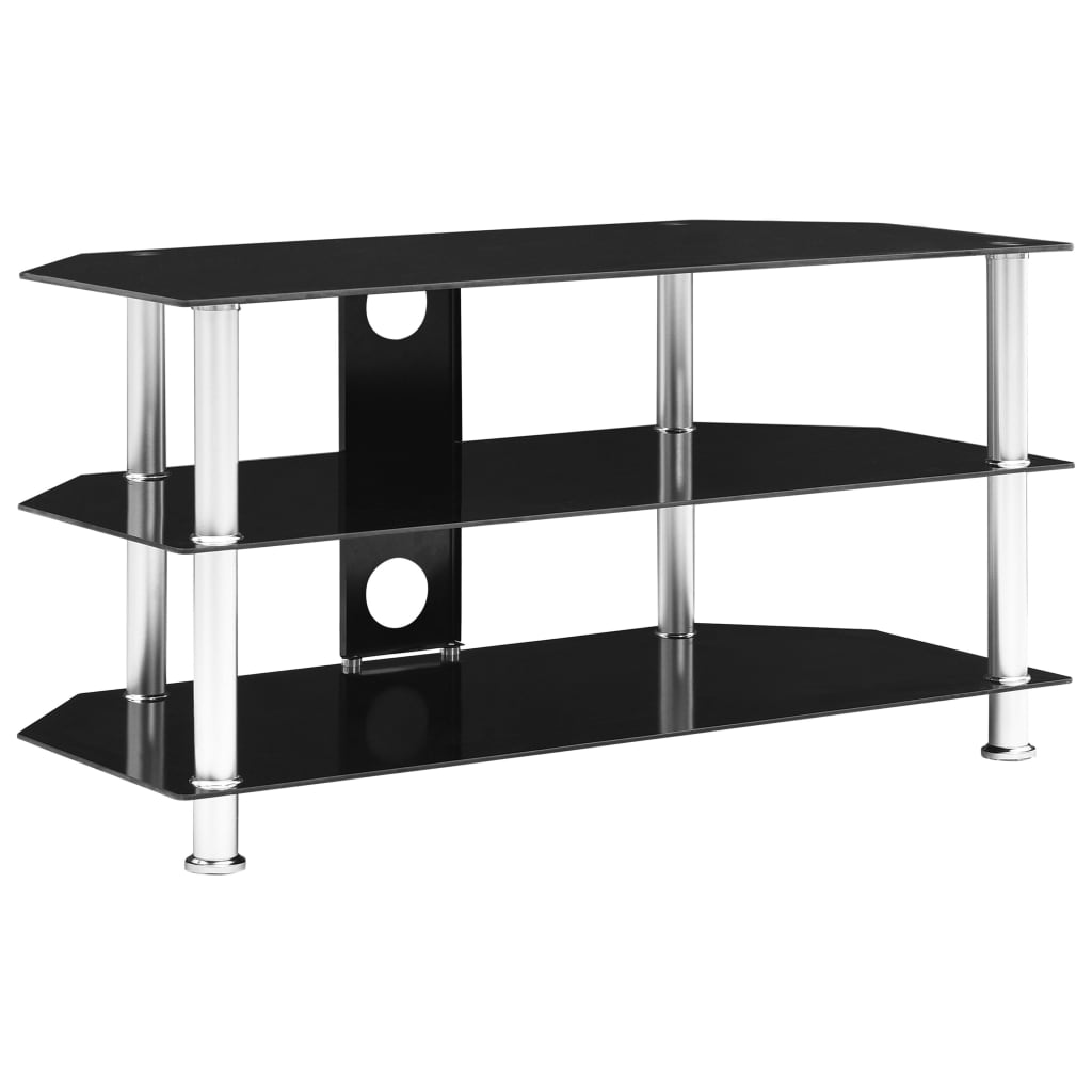 VIDAXL Tv meubel 96x46x50 cm gehard glas zwart online kopen