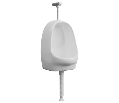 vidaXL Urinol de parede com válvula de descarga cerâmica branco vidaXL Urinol de parede com válvula de descarga cerâmica branco