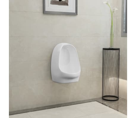 vidaXL Wall Hung Urinal with Flush Valve Ceramic White | vidaXL.ie