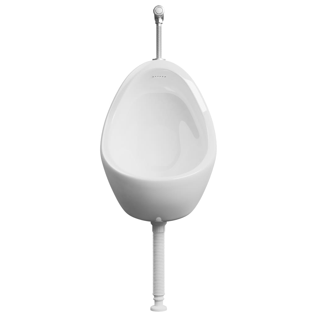 Urinoir Suspendu Avec Valve De Chasse D'eau Céramique Blanc VidaXL 17 width=274