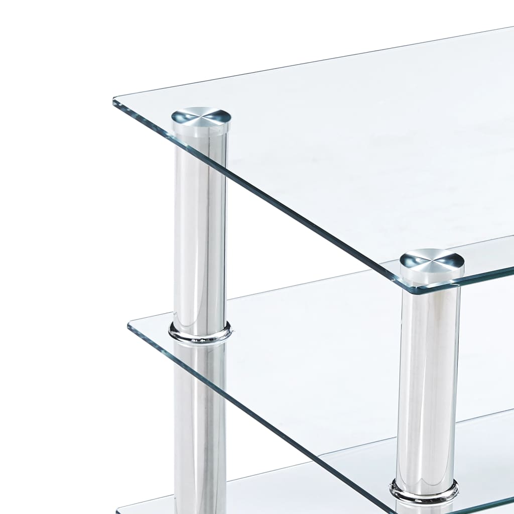  TV stolík priehľadný 150x40x40 cm tvrdené sklo
