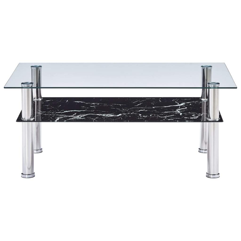 vidaXL Soffbord med marmorutseende svart 100x60x42 cm härdat glas