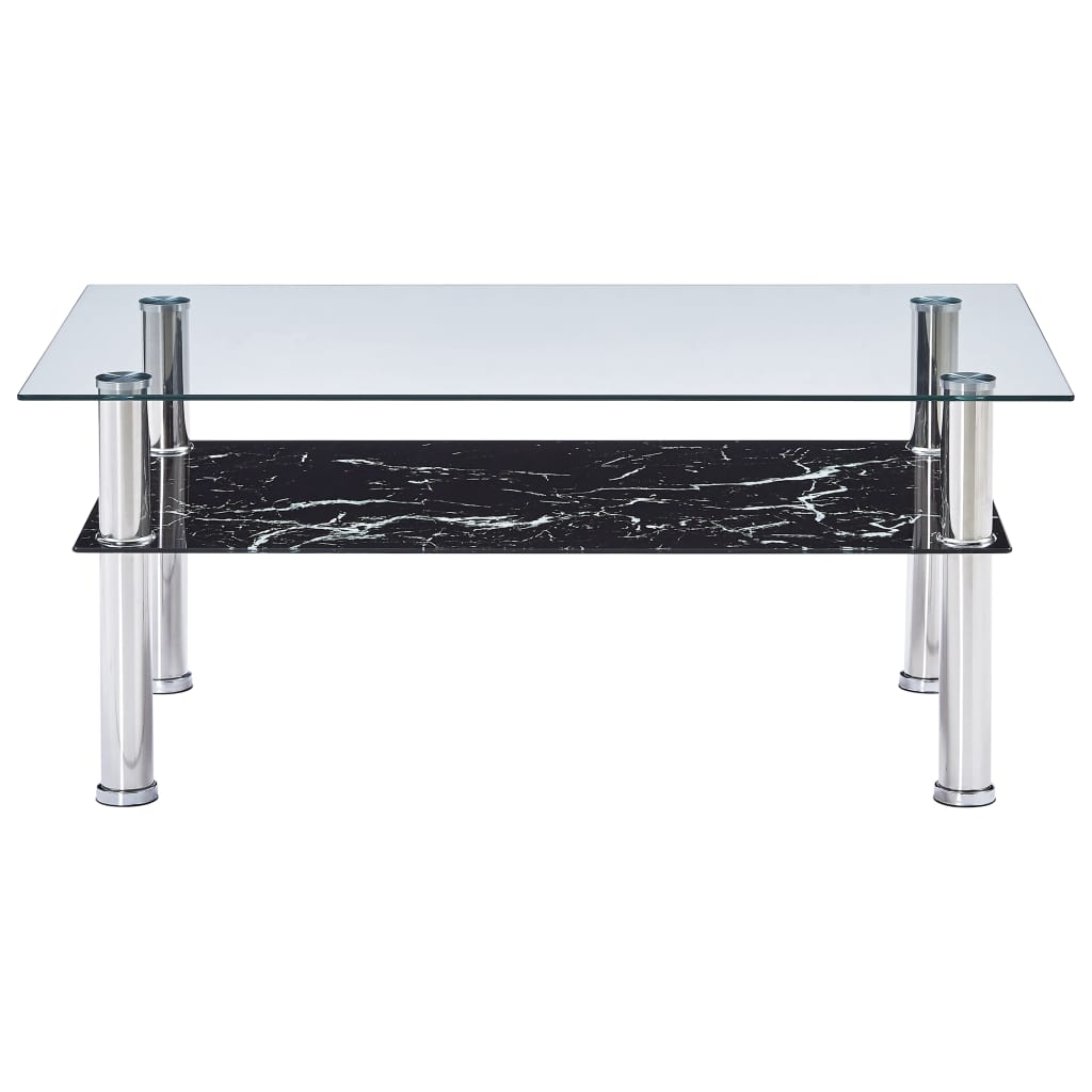 

vidaXL Salontafel met marmer-look 100x60x42 cm gehard glas zwart