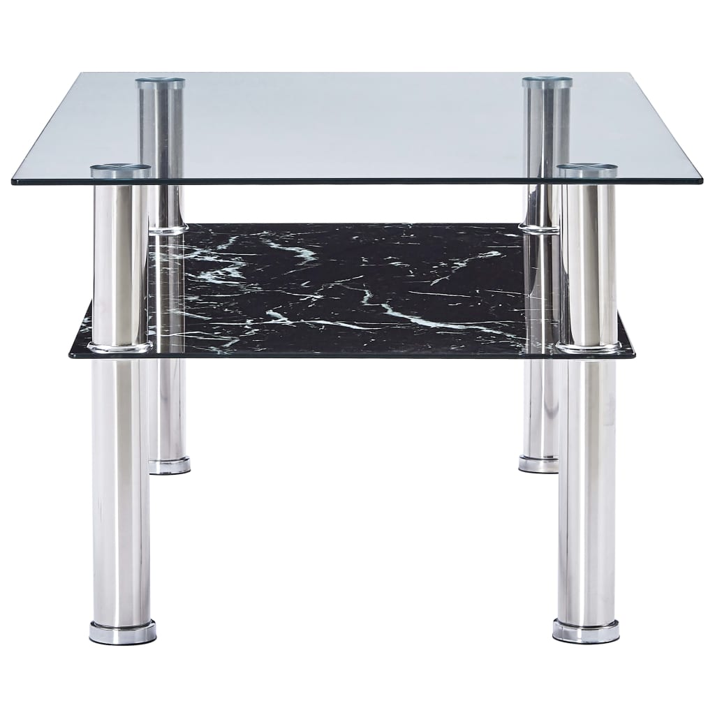 280099 vidaXL Coffee Table with Marble Look Black 100x60x42 cm Tempered Glass