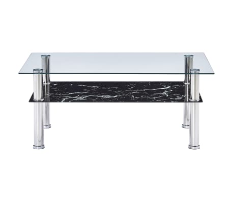 280099 vidaXL Coffee Table with Marble Look Black 100x60x42 cm Tempered Glass