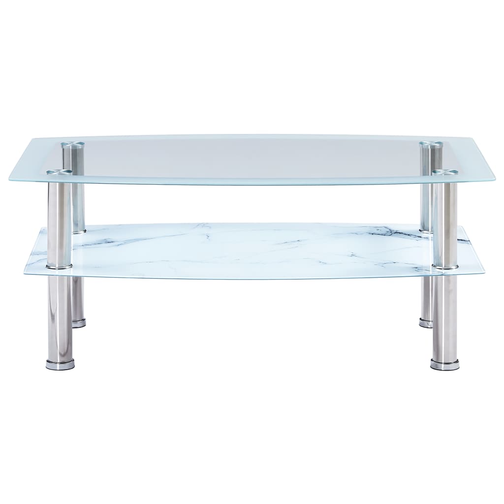 

vidaXL Salontafel met marmer-look 100x60x42 cm gehard glas wit