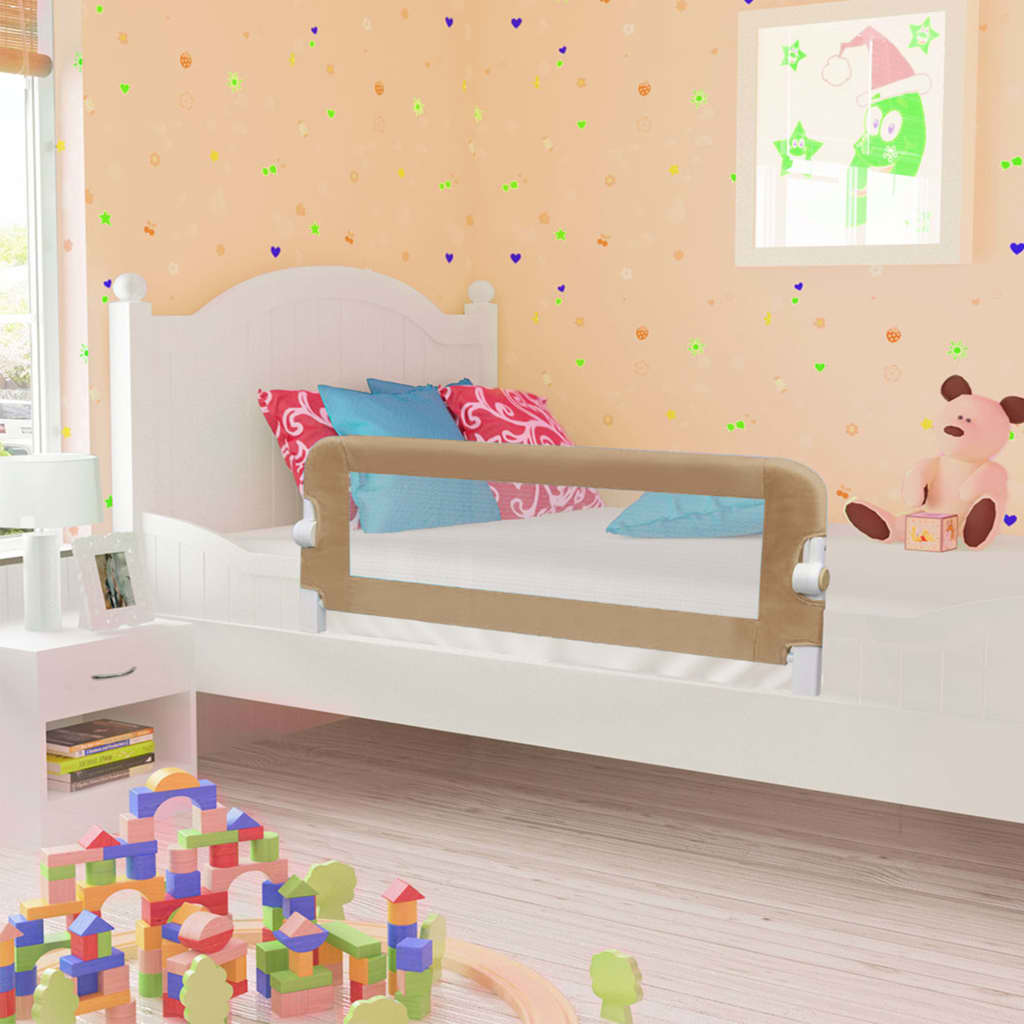 vidaXL Balustradă protecție pat copii, gri taupe, 102×42 cm, poliester vidaXL imagine 2022 1-1.ro