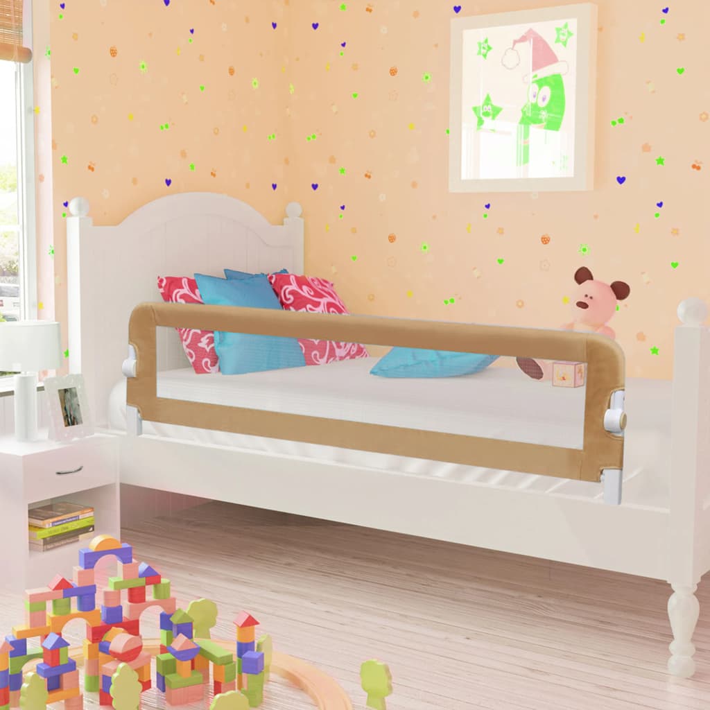 vidaXL Balustradă protecție pat copii, gri taupe, 150×42 cm, poliester vidaXL imagine 2022 1-1.ro