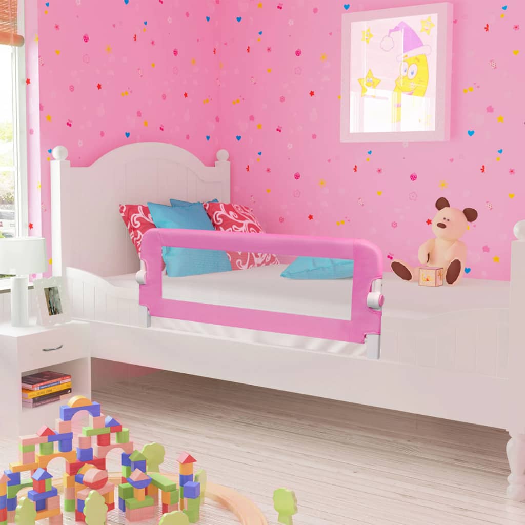 Balustrada de protectie pat copii roz 120 x 42 cm poliester