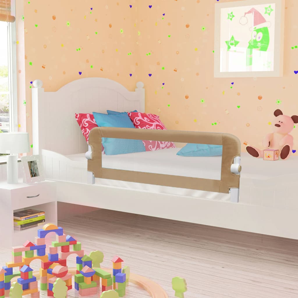 vidaXL Balustradă protecție pat copii, gri taupe, 120x42 cm, poliester vidaxl.ro