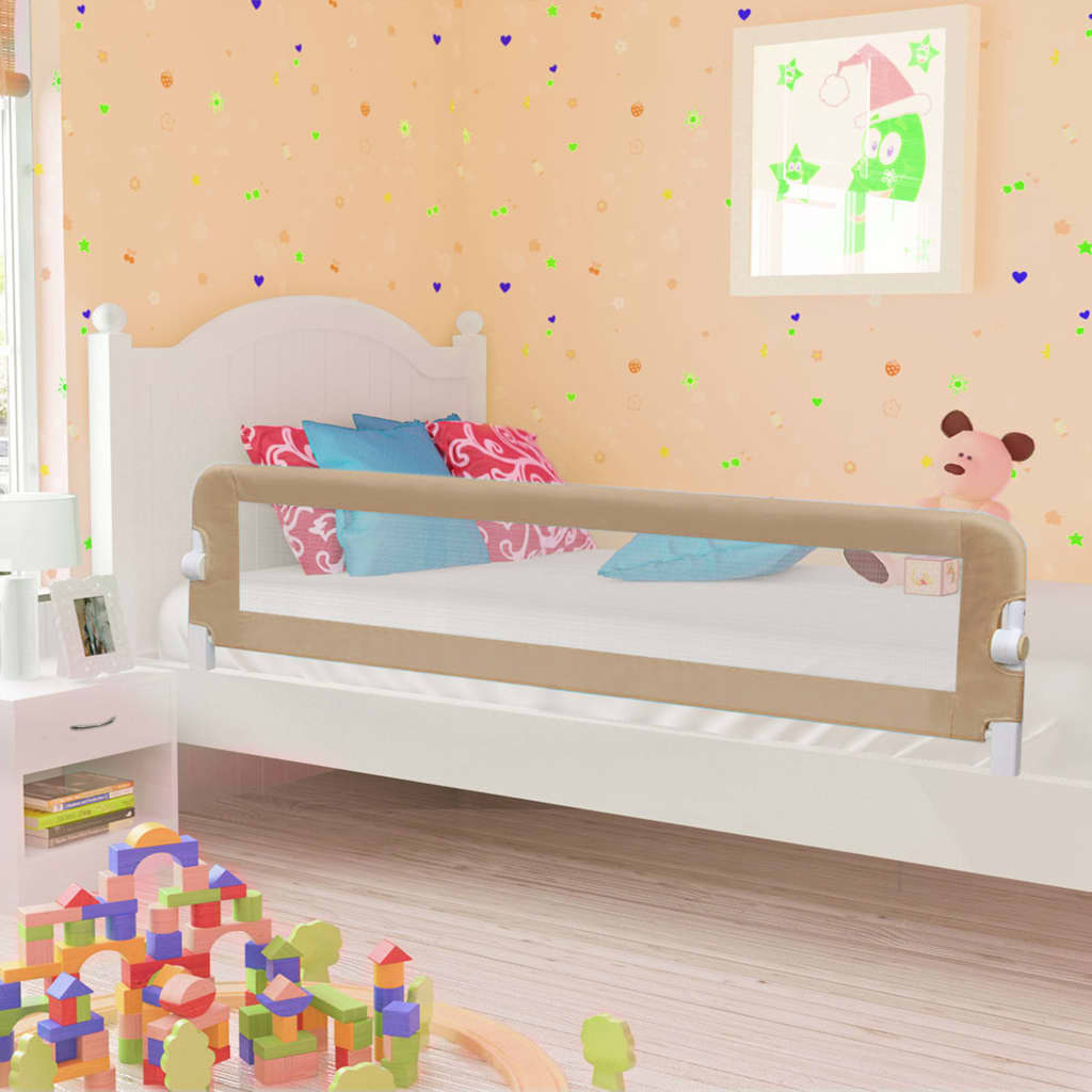 vidaXL Balustradă protecție pat copii, gri taupe, 180×42 cm, poliester vidaXL imagine 2022 1-1.ro