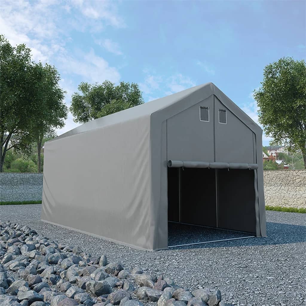 Varastoteltta PVC 4×8 m harmaa