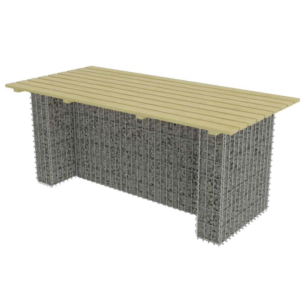 vidaXL Gabion tafel 180x90x74 cm gegalvaniseerd staal & FSC grenenhout