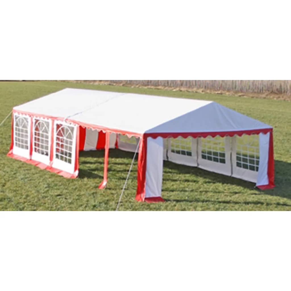 vidaXL Partytent boven-en zijpanelen 10 x 5 m rood & wit afbeelding