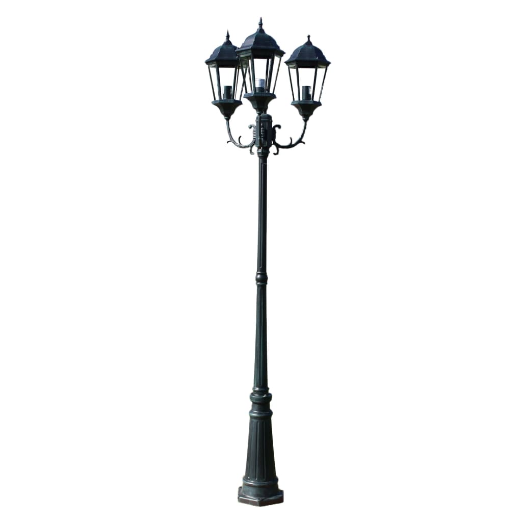 vidaXL Zahradní lampa Brighton se 3 rameny, 230 cm, tmavě zelená / černá