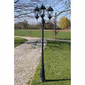 Zahradní lampa Brighton se 3 rameny, 230 cm, tmavě zelená / černá