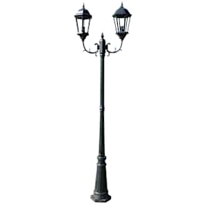 Zahradní lampa vysoká 2ramenná 230 cm tmavě zelená/černá hliník - obrázek 2