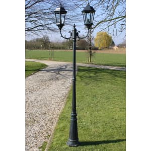 Zahradní lampa vysoká 2ramenná 230 cm tmavě zelená/černá hliník - obrázek 1