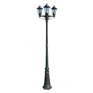 Zahradní lampa vysoká 3 ramena 215 cm tmavě zelená/černá hliník - obrázek 2